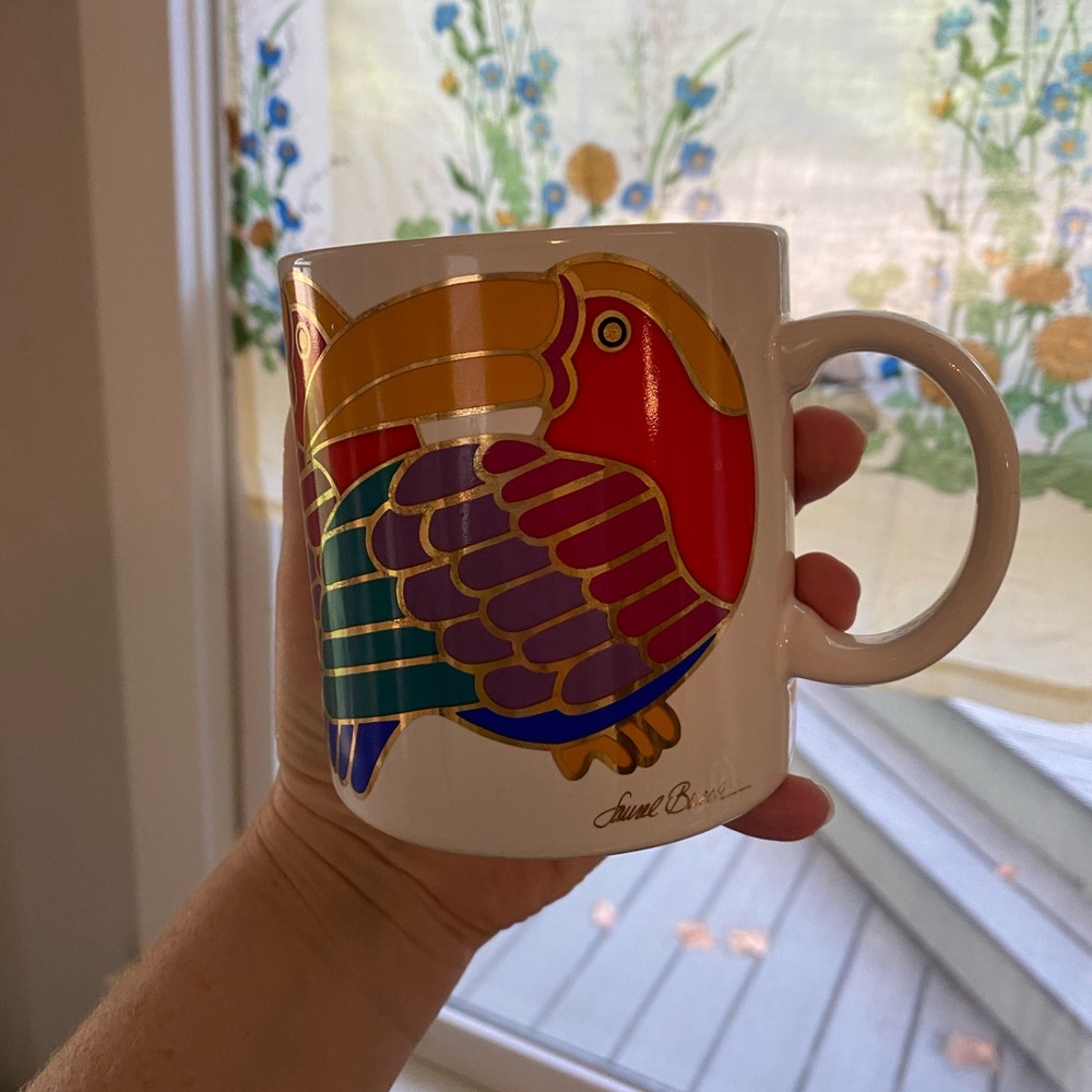 Vintage Laurel Burch Vibrant Toucan Bird Mug